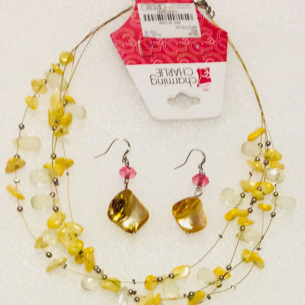Charming Charlie Necklace Earrings Set Yellow 10$